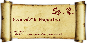 Szarvák Magdolna névjegykártya